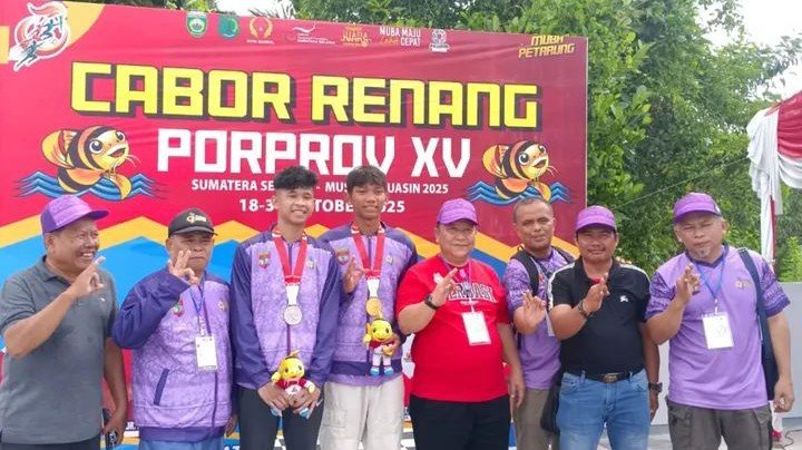 Emas Perdana Musi Rawas Di PORPROV XV Sumsel, Renang Sumbang 2 Emas Sekaligus