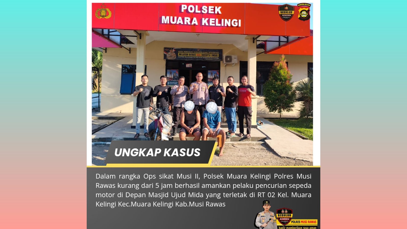 Terjaring Operasi Sikat II Musi: Unit Reskrim Polsek Muara Kelingi Ringkus Pelaku Curanmor, Satu Tersangka Masih Dibawah Umur